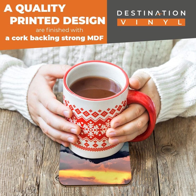 2 x MDF Glossy Top Coasters Square - Motivational Mountain