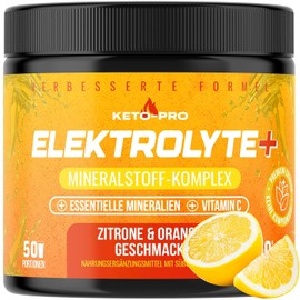 Keto-Pro Keto Electrolyte 250 g Electrolyte Powder to Support Fasting, Health and Fitness Electrolyte Powder Without Sugar 50 Servings Lemon Orange Flavour