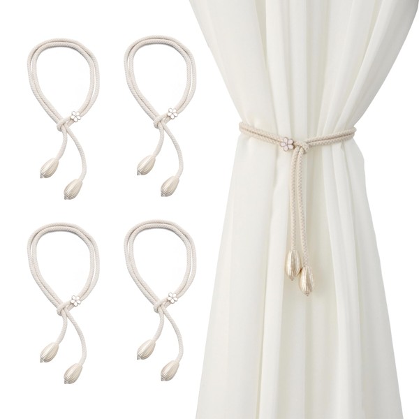 DmDoyy Flower Curtain Tiebacks, Pack of 4 Adjustable Curtain Tiebacks,