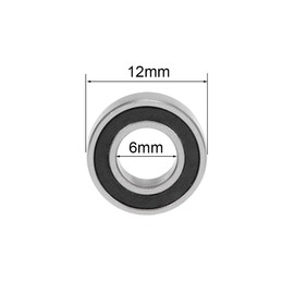 TA-VIGOR 10Pcs MR126-2RS Deep Groove Ball Bearings, Z2 6mm x 12mm x 4mm Double Sealed Industrial Bearings, Chrome Steel P6(ABEC3) Skateboard Bearings for Motor Electrical Instrument Equipment, Black