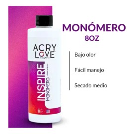 Acry Love. Monómero, Líquido Acrílico Inspire 8oz, Para Uñas