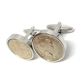 Premium 1967 Original Lucky Sixpence 6d birthday/Anniversary Cufflinks ideal for a 58th birthday HT SLV