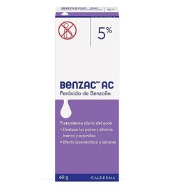 Benzac AC 5% 1 pz 60g Gel para Barros y Espinillas Auxiliar en el Tratamiento del Acné Causado por la Bacteria C.Acnes Formulado con Peróxido de Benzoílo