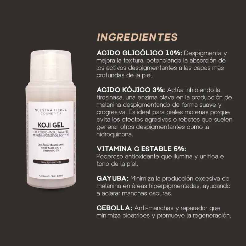 Gel Despigmentante Para Piel Morena Con Ácido Kójico