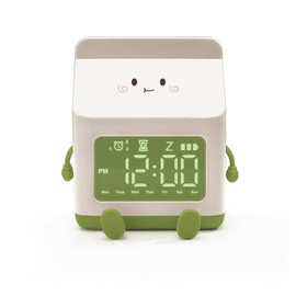 EVGATSAUTO Cute Milk Carton Alarm Clock for Cartoon Digital Alarm Clock with Alarm and Countdown Function, Practical Digital Clock for Living Room, Decoration, Gifts (Green)