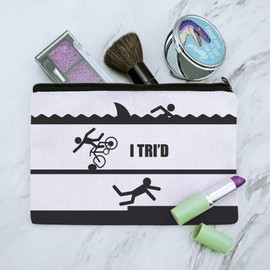 I Tri'd Triathlon Triathlete Swim Bike Run Tried Funny Makeup Cosmetic Bag Organizer Pouch