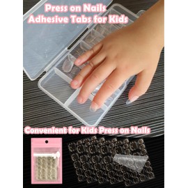 10 Sheets 240 Pcs Kids Nail Glue Tabs for Fake Nails Waterproof Nail Sticky Tabs for Kids Transparent Press on Nail Adhesive Tabs for little Girls