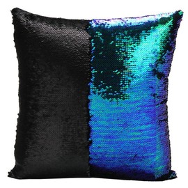 Livingly Light Mermaid Discoloration Magic Sequins Throw Pillow DIY Free Style Creative Decor Cushion in Room Sofa Bed Car, Mermaid Green & Black, Covers Only