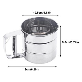 BIUDECO 1pc Stainless Steel Flour Sifter Cup Hand Press Powder Strainer with Fine Mesh for Baking Capacity Sieve for Flour Sugar and Spices Kitchen