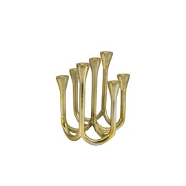 Serene Spaces Living Seven-Branched Gold Menorah Candle Holder, Cast Aluminum Candelabra, Fireplace, Dining Table, Coffee Table, Wedding, Home, Holiday Decor, 7.75" Long, 6.5" Wide & 8.25" Tall