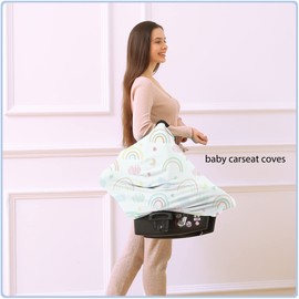 Car Seat Covers for Babies - Multi- use Nursing Carseat Canopy, Breastfeeding Covers, Baby Shower Gifts for Boys and Girls (rainbow)