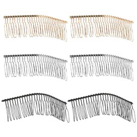 6 Pcs 30 Teeth Metal Wire Hair Clip Comb Simple Hair Side Comb Bridal Wedding Veil Hair Comb Vintage Twist Hair Clip Pin Hair Styling Comb Accessory for Bun
