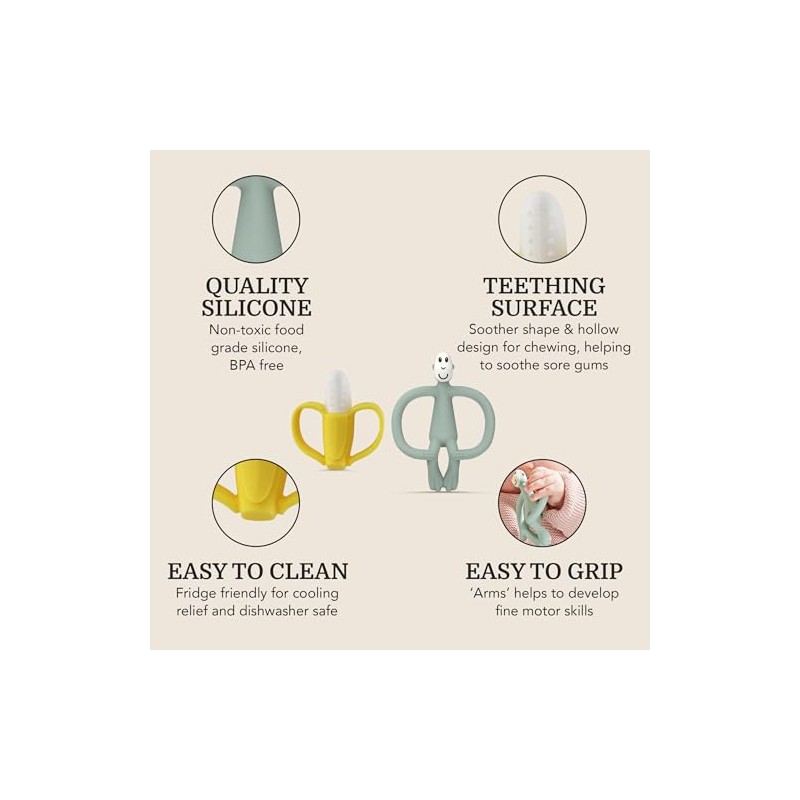 Matchstick Monkey, Antimicrobial Teething Gift Set - 1 Banana Shaped