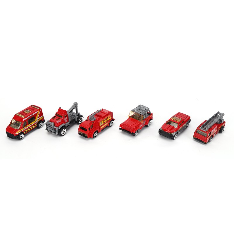 6Pcs/Set 1/64 Mini Fire Rescue Truck Police Car Toy Kids