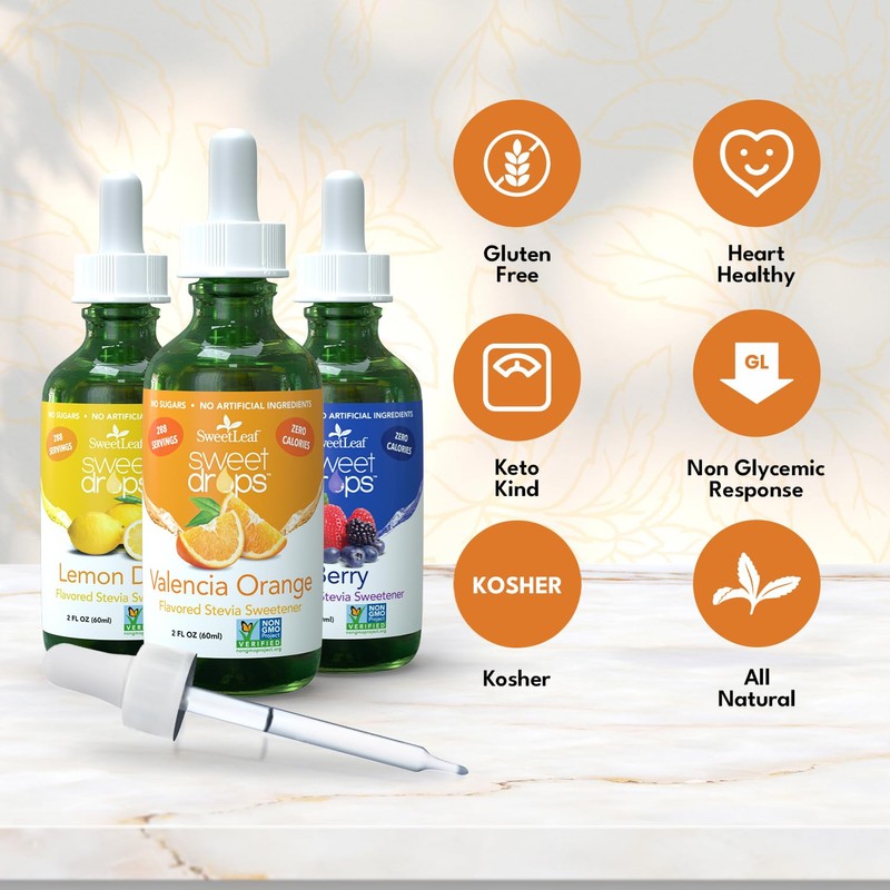SweetLeaf Sweet Drops Stevia Liquid Sweetener, Variety 3-Pack – Lemon