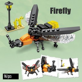 Vilbocr Mini Insect Building Blocks Toy Insect Collection Building Block Set Insects Collection Building Blocks Bugs Toy Building Sets for Kids 6+ (Firefly)