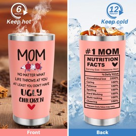 Gifts for Mom from Daughter Son, Mom Christmas Birthday Gifts, Best Mom Ever Gifts, Mother Mama Funny Mom Gifts, Mothers Day Bonus Mom Stepmom Mom Gifts Pink 20oz Tumbler Cup and Socks