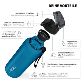 720°Dgree uberBottle Water Bottle, softTouch with Sieve, BPA-Free, XXL Water Bottle for Gym, Workouts, Fitness, Sports, Outdoors, Large Sports Bottle Made of Tritan, Lightweight, Shockproof – 2 L