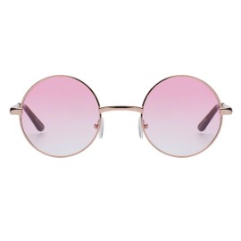 OWL Round Pink Gradiant Sunglasses Metal Frame Hippie Sunglasses UV400 Polycarbonate Lens John Lennon Sunglasses for Men Women