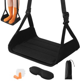 KENTIX Airplane Foot Rest Hammock for Long Flights - Adjustable Travel Foot Sling with Breathable Mesh, Portable Leg Rest for Economy Seats