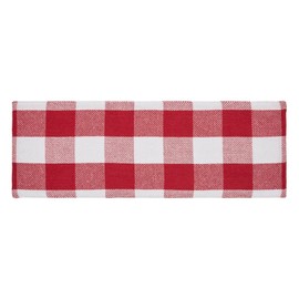 VHC Brands Farmhouse Christmas Decorations for Dining Room Kitchen Linens - Annie Red & White Check Table Runner - 8 x 24 Inches Long