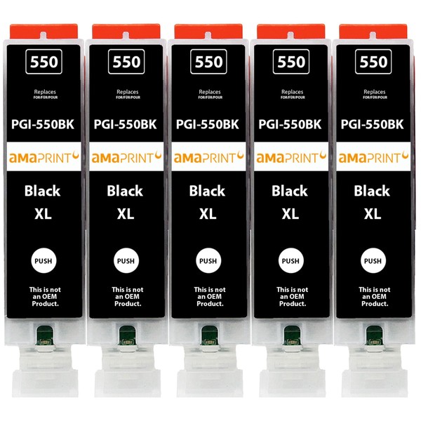 Amaprint 5 XL Cartridges Compatible with Canon PGI 550 Black