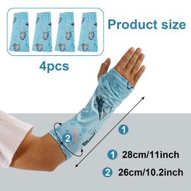 4 Pack Arm Cast Cover Elastic Short Cast Covers Protector Arm Sling Sleeve Cast Decorations for Bath Shower Cast Wound Covers Washable Cover 11 Inch Length x 9-11 Inch Circumference (Shark)