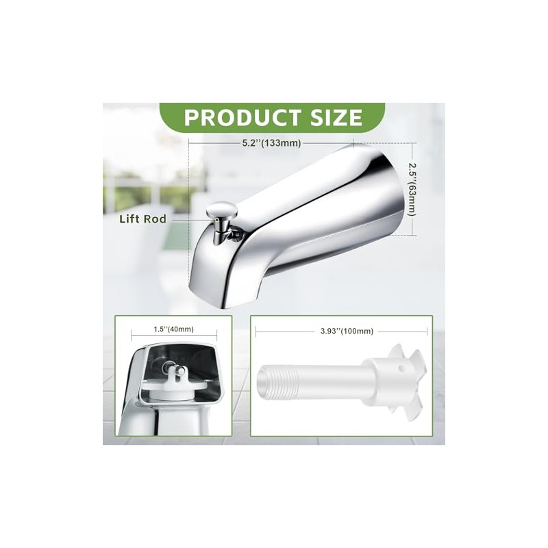 Enhon Tub Spout, Universal Fits 1/2'' Copper Pipe, 1/2'' IPS