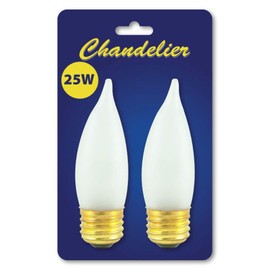 Bulbrite 489025 - 40PK - 25W - Flame Tip CA10 - Medium Base - 120V - 2700K - 1,500Hrs - Frost - Incandescent Chandelier