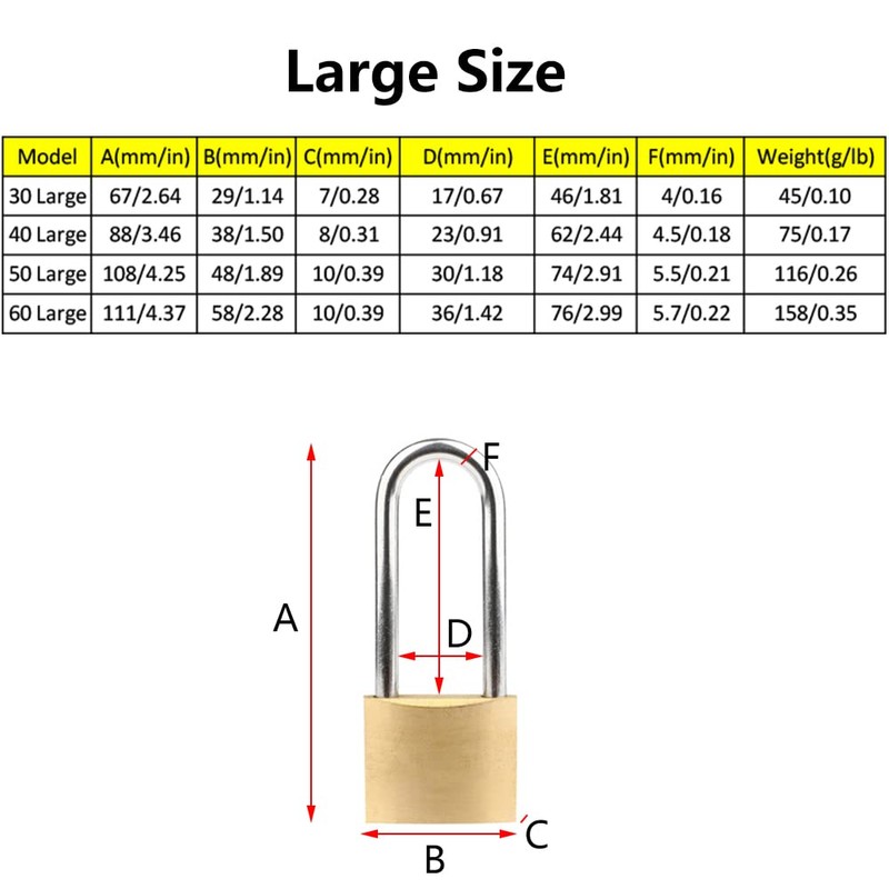 Brass Keyed Padlock 40mm Brass Padlock Universal Brass Lock with