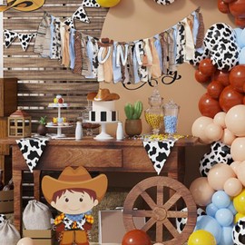 Cow 1st Birthday Tassel Highchair Banner, Quality Wood Beads, 6 Colored Tassels, Handmade Decorations, Baby Shower, Birthday, Unisex, Children's Party Supplies