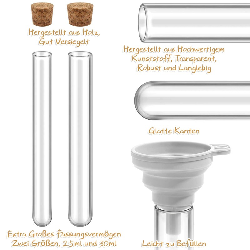 Pack of 50 Test Tubes Plastic Transparent Test Tubes