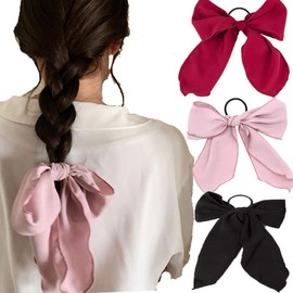 3 Pcs Women Girls Hair Scrunchies Bowknot Chiffon Hair Scarf Elastics Ties Ponytail Holder Scrunchy Hair Rope Hair Accessories