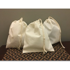 Reusable Eco friendly 8x10 inches 100% Cotton Single Drawstring Muslin Bags"premium quality" (natural color)-25 count pack