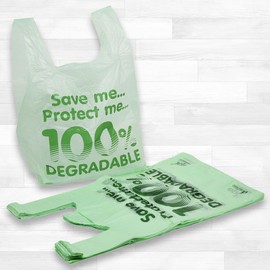 Bag Market | 100 x Large Heavy Duty 100% Degradable Carrier Bags - 11" x 17" x 21" | Shopping/Supermarket/Eco