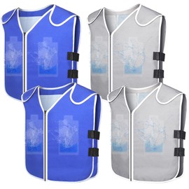 Hercicy 4 Pcs Summer Cooling Vest for Teens, Men and Women with 80 Pcs Ice Packs Adjustable Cooling Jacket Ice Cool Reflective Vest for Hot Weather Cycling Working Running Fishing Gardening