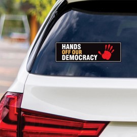 Hands Off Our Democracy Vinyl Sticker, Resist Hate Decal, Anti-Trump, Resist Racism Sticker, Resist Fascism Car Bumper Sticker, 10" x 3"