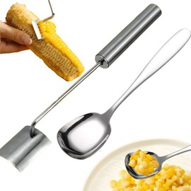 Corn Cob Stripper, Corn Peeler for Corn On The Cob with Square Head Stainless Steel Spoons Corn Cutter to Cut Corn Off The Cob Corn Peeler Corn Cob Stripper Tool, Corn On The Cob Remover for Kitchens