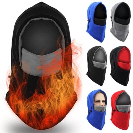 Unbranded Balaclava Ski Mask Winter Windproof  Fleece Thermal Full Face Mask for Men Women - Gray+Black