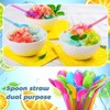10 Pieces Slush Straws, Colored Straw Spoon 2 in 1,