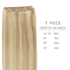 WENNALIFE Sew in Hair Extensions Real Human Hair, 22 Inch 110g Light Blonde Highlighted Golden Blonde Machine Weft Remy Hair Hand Tied Weft Straight Extensiones De Cabello Hmano