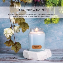 A Cheerful Giver - Morning Rain - 6oz Baby Scented Candle Jar with Lid - Keepers of The Light - 30 Hours of Burn Time, Gift for Women, Blue
