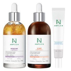Koreana Ampoule N Peptide Shot Ampoule Large Capacity 100ml + VC Shot Ampoule Large Capacity 100ml + Hyaluron Shot Moisture Cream 30ml, 1 set / 코리아나 앰플엔 펩타이드샷 앰플 대용량 100ml + VC샷 앰플 대용량 100ml + 히알루론샷 수분 크림 30ml, 1세트