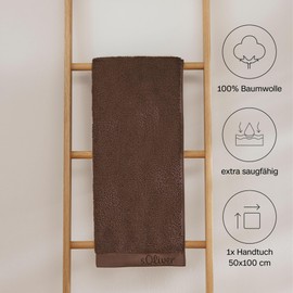 s.Oliver Hand Towel 50 x 100 cm, 100% Cotton, 600 g/m², Soft and Absorbent, Brown Towels