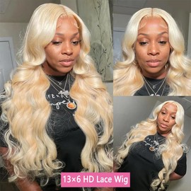 Jewhaut 13x6 613 Lace Front Wig Human Hair 200% Density Blonde Wig Human Hair Body Wave HD Lace Frontal Wigs Human Hair for Women Pre Plucked Blonde Wig 22 Inch