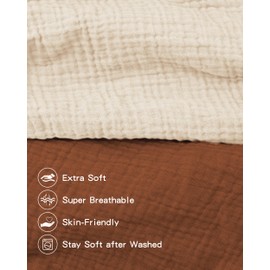 Pro Goleem Muslin Changing Pad Cover for Boys and Girls, Soft Breathable Fitted Cotton Diaper Changing Table Pad Sheets, Neutral, 2 Pack (Brown＆Beige)