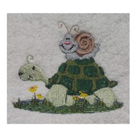 Tortoise & Snail (3) - Embroidered Lightweight Soft Patterned Fleece Baby Blanket (Pink)