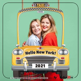 Taxi Photo Booth Frame, Car Photo Booth Prop, Birthday Photo Booth Frame, NYC Party Decoration, Yellow Cab Photo Booth Backdrop, Yellow Taxi Selfie Photo Booth Frame, Sizes 36x24 and 48x32 Inches