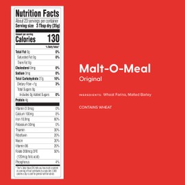 Malt-O-Meal, Original Malt-O-Meal Hot Breakfast Cereal, Quick Cooking, 28 Ounce Box (Pack of 4)