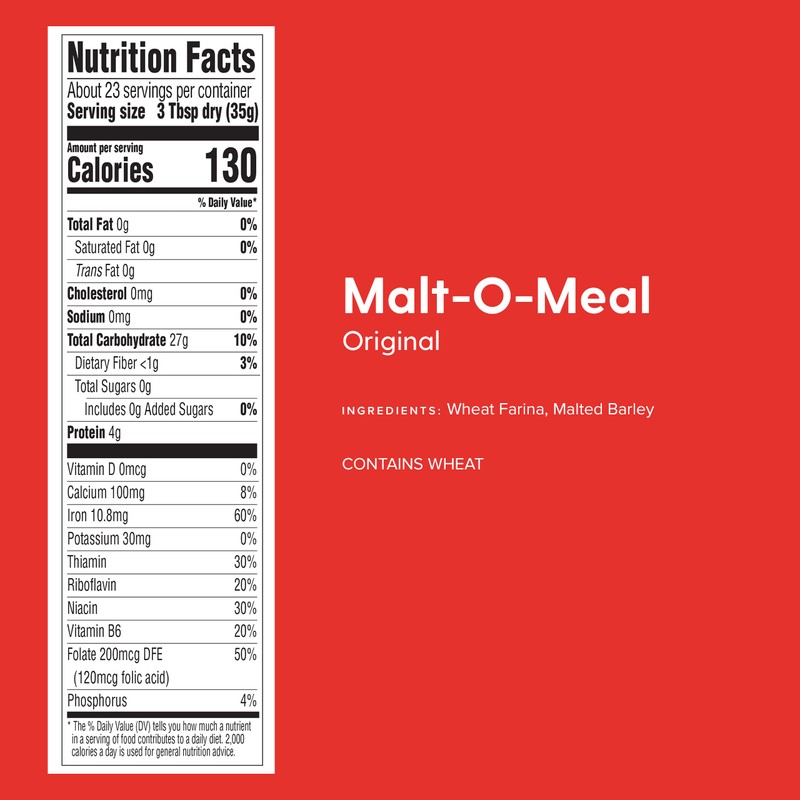Malt-O-Meal, Original Malt-O-Meal Hot Breakfast Cereal, Quick Cooking, 28 Ounce